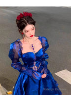 Sexy French High Low Sweetheart Christmas Dress Royal Blue Birthday Dresses Birthday Outfits