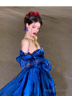 Sexy French High Low Sweetheart Christmas Dress Royal Blue Birthday Dresses Birthday Outfits
