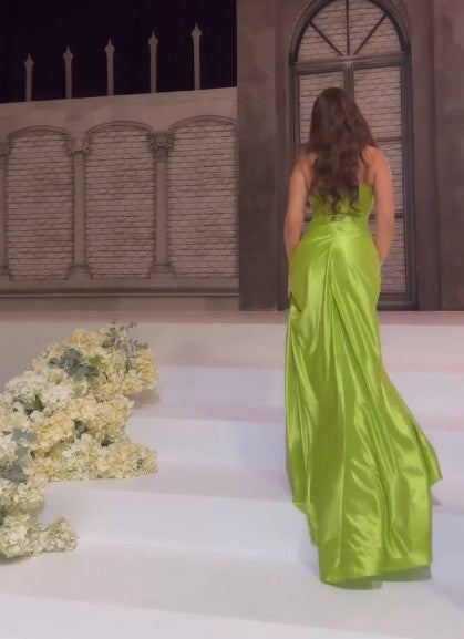Green Strapless Mermaid Prom Dress Sweetheart Prom Dress Elegant Satin Long Prom Dress