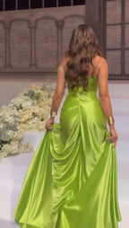 Green Strapless Mermaid Prom Dress Sweetheart Prom Dress Elegant Satin Long Prom Dress