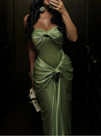 Green Strapless Mermaid Prom Dress Sweetheart Prom Dress Elegant Satin Long Prom Dress