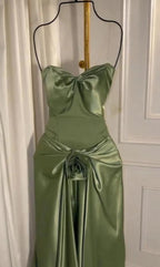 Green Strapless Mermaid Prom Dress Sweetheart Prom Dress Elegant Satin Long Prom Dress
