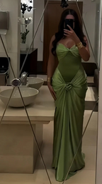 Green Strapless Mermaid Prom Dress Sweetheart Prom Dress Elegant Satin Long Prom Dress
