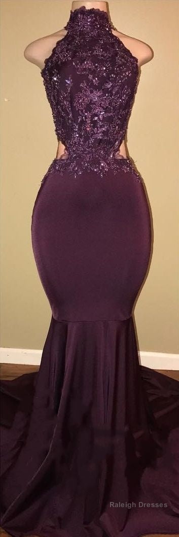 Halter Mermaid Prom Dresses_High-Neck Backless Sleeveless Prom Dress Main image