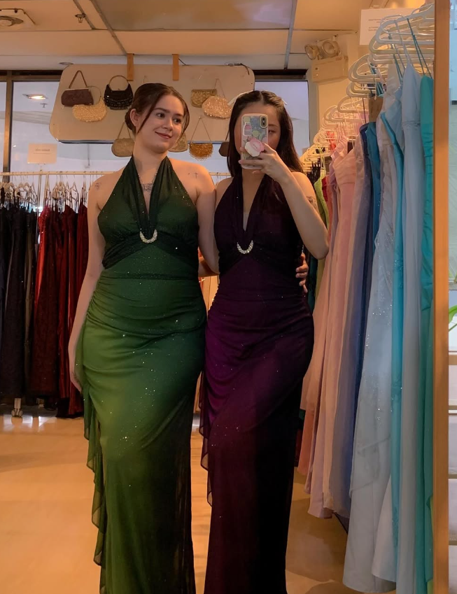 Halter Ombre Green Chiffon Backless Prom Dresses Long Prom Dresses