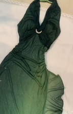 Halter Ombre Green Chiffon Backless Prom Dresses Long Prom Dresses