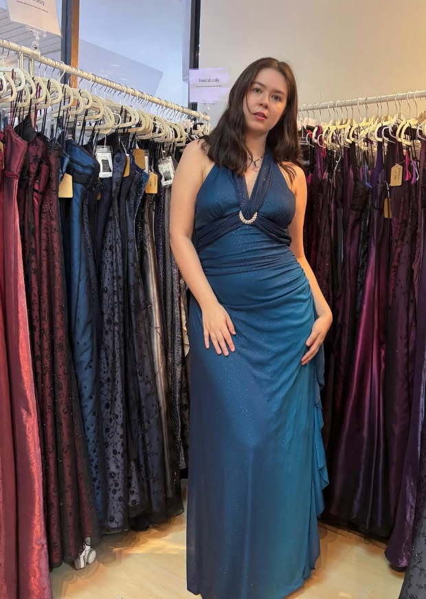 Halter Ombre Green Chiffon Backless Prom Dresses Long Prom Dresses