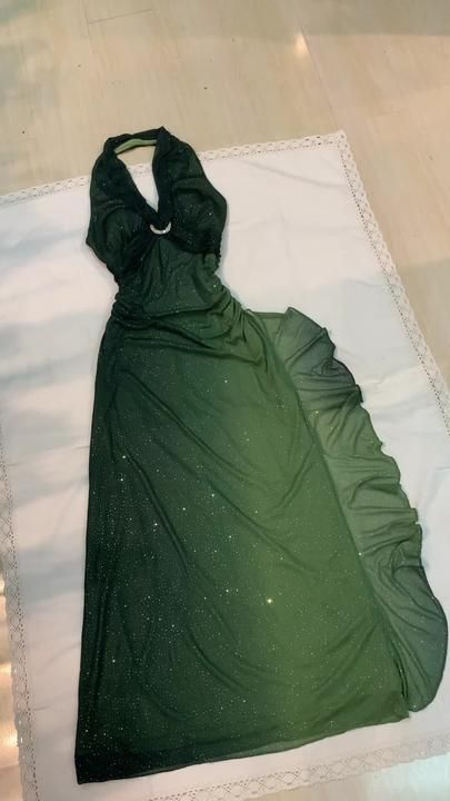 Halter Ombre Green Chiffon Backless Prom Dresses Long Prom Dresses