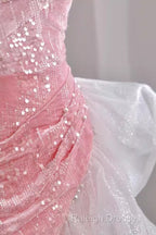 Sexy High Low Off The Shoulder Pink Velvet Prom Dress