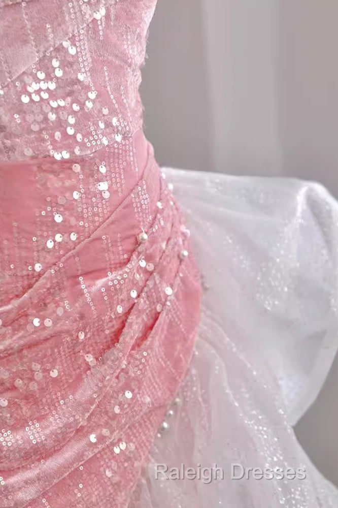 Sexy High Low Off The Shoulder Pink Velvet Prom Dress