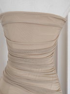 High Low Strapless Champagne Chiffon Ruffles Vacation Dresses Women Dress