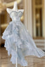 High Low Straps Blue Prom Dress 21Th Birthday Outfit