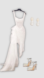 High Low Straps Lace Prom Dress 21Th Birthday Outfit
