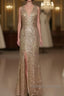 Leg Split Open Back Mermaid Sequins Prom Dress