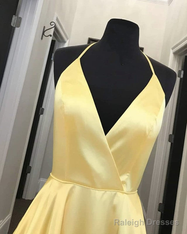 Sexy Long Satin V-Neck Prom Dresses Split Evening Gowns Secondary image