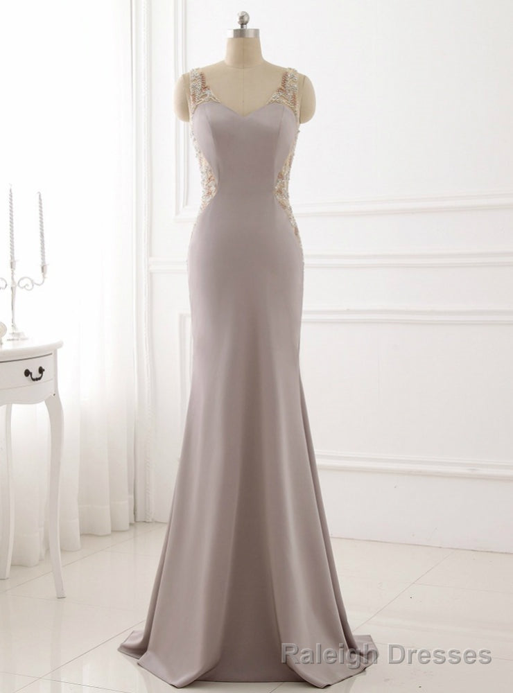 Sexy Mermaid Deep V-neck Backless Beading Prom Dresses Main image