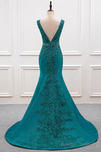Mermaid Deep V-Neck Beading Prom Dress