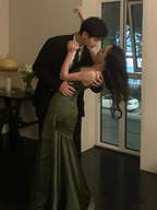 Mermaid Green Prom Dresses Satin Prom Dresses