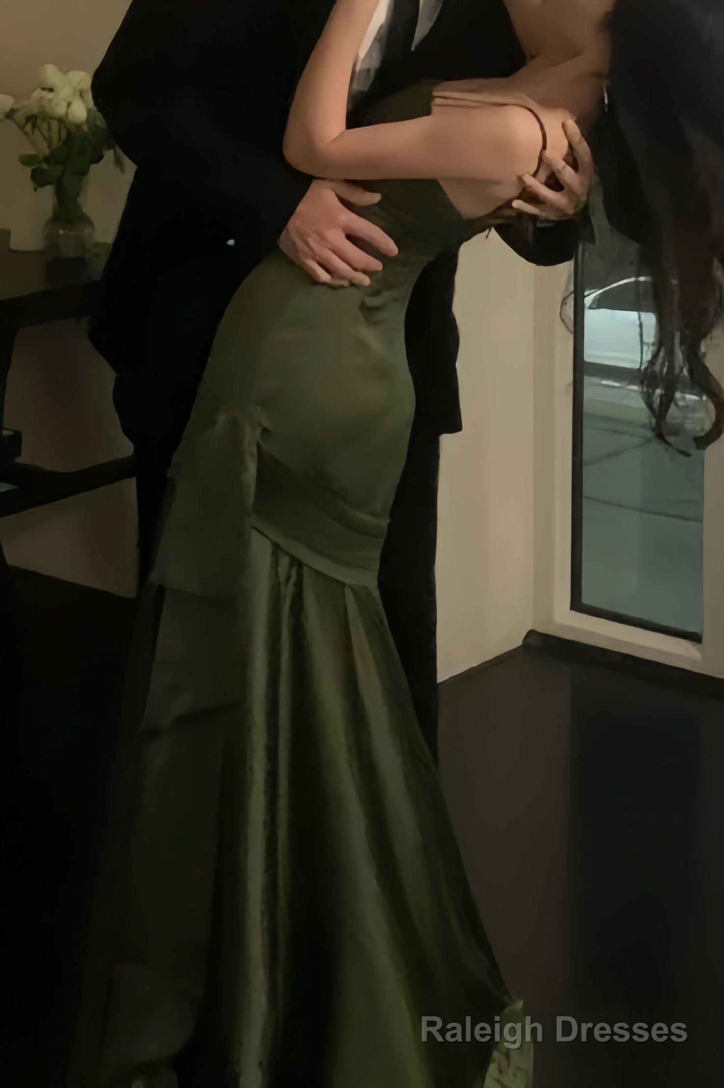 Sexy Mermaid Green Party Dresses Satin Long Prom Dresses