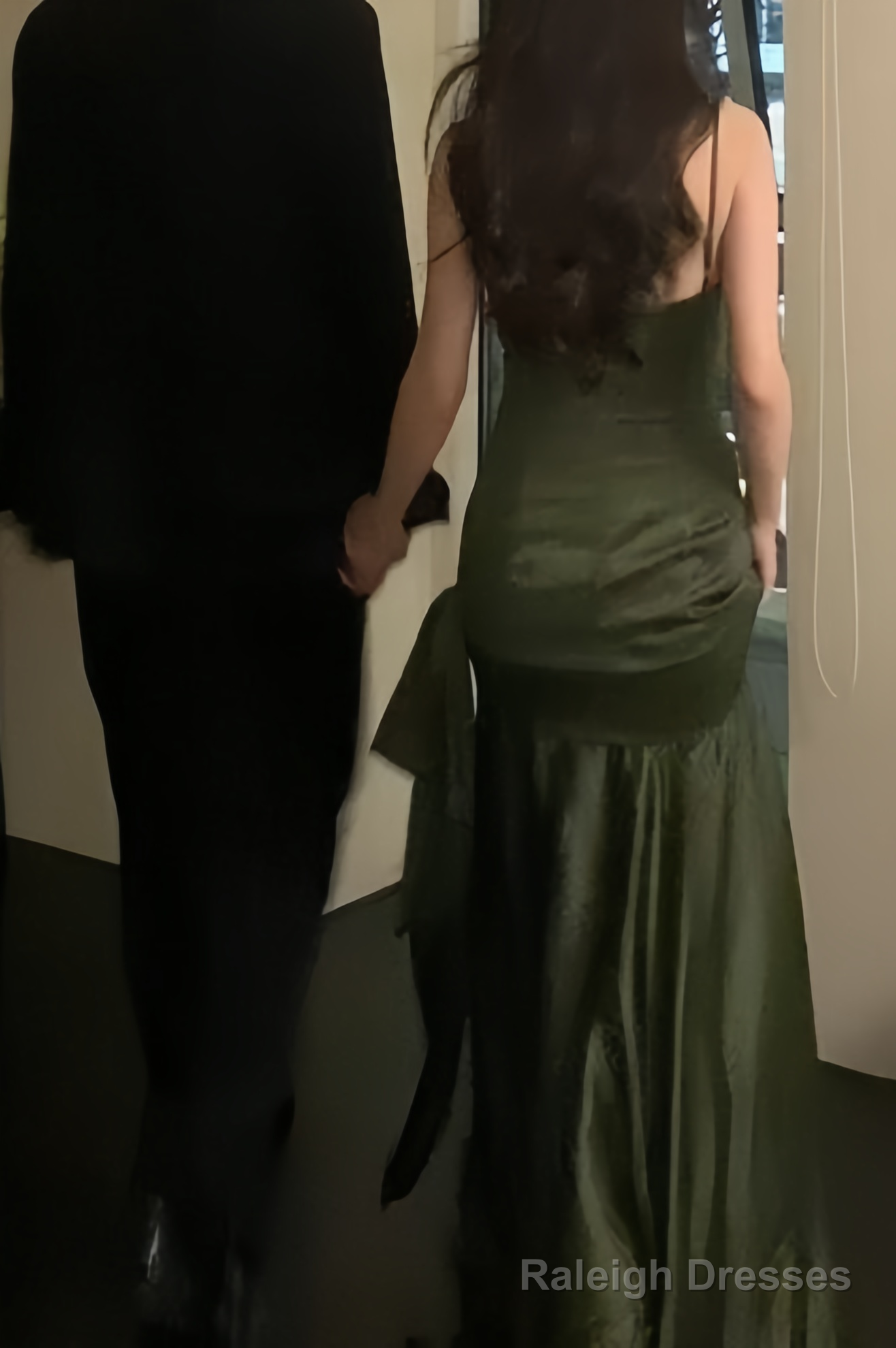 Sexy Mermaid Green Party Dresses Satin Long Prom Dresses