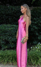 Mermaid Halter Hot Pink Long Prom Dress