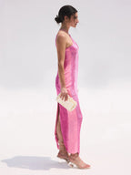 Mermaid Halter Hot Pink Long Prom Dress