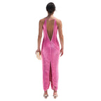 Mermaid Halter Hot Pink Long Prom Dress