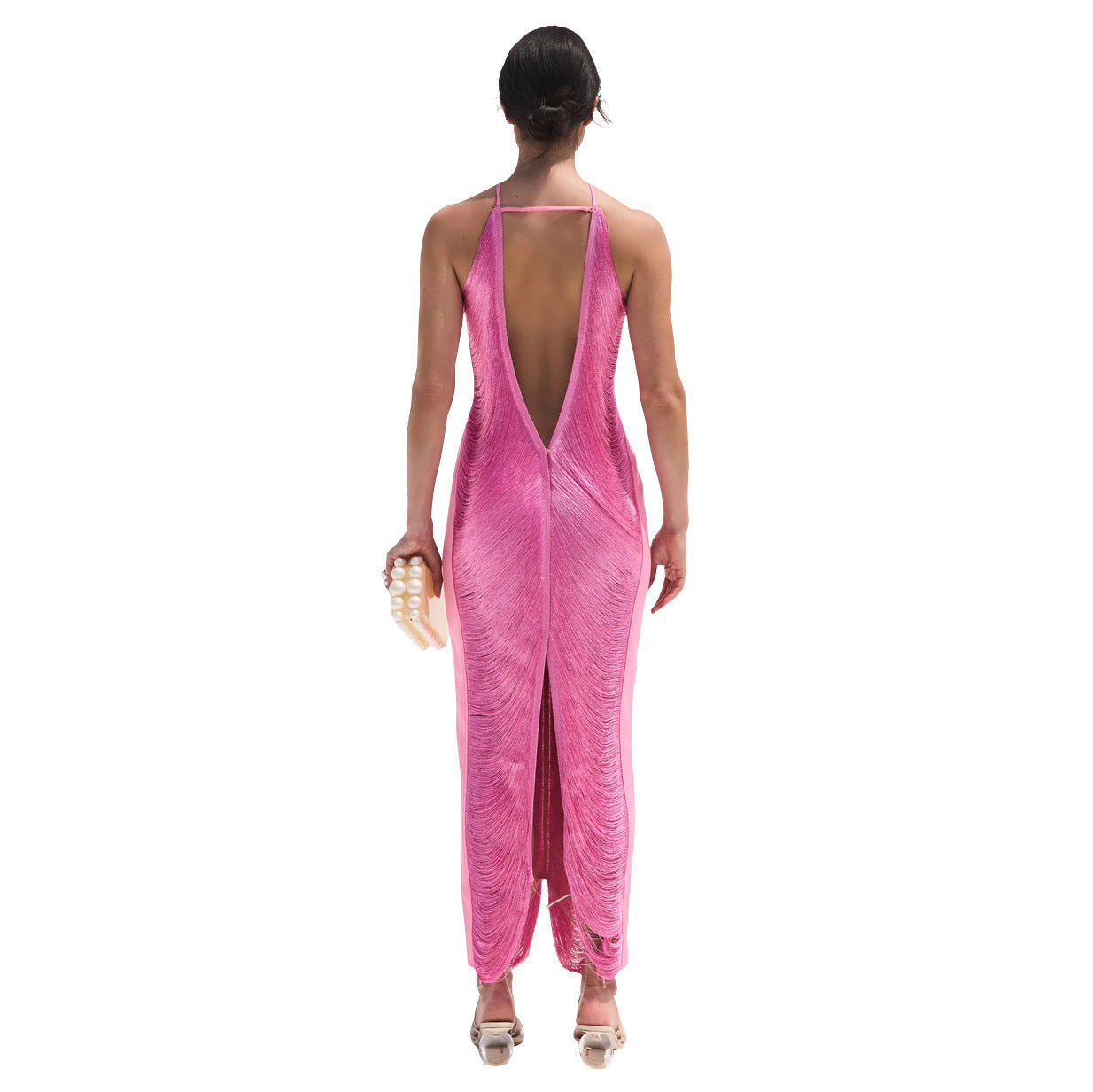 Mermaid Halter Hot Pink Long Prom Dress
