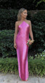 Mermaid Halter Hot Pink Long Prom Dress
