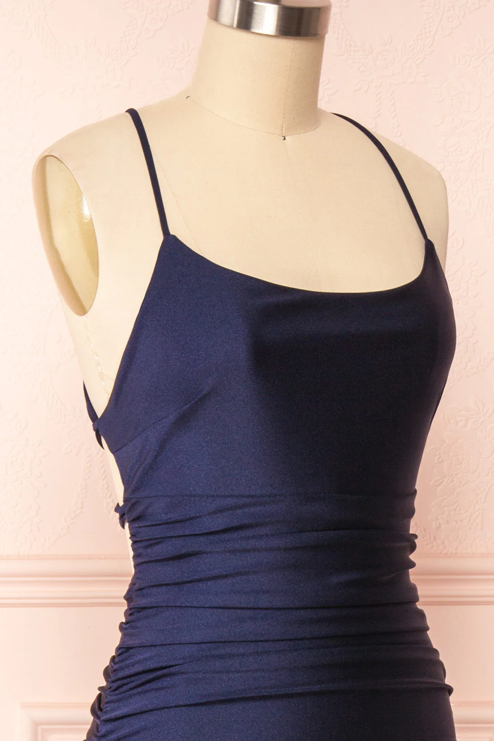 Mermaid Halter Sleeveless Navy Blue Long Prom Dress