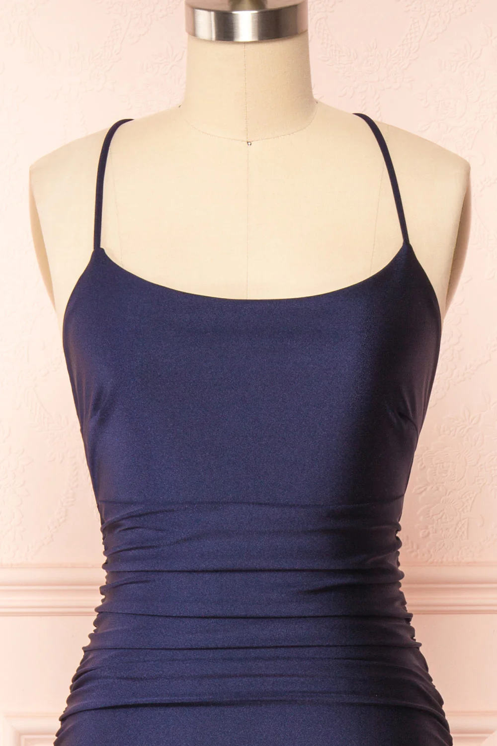 Mermaid Halter Sleeveless Navy Blue Long Prom Dress