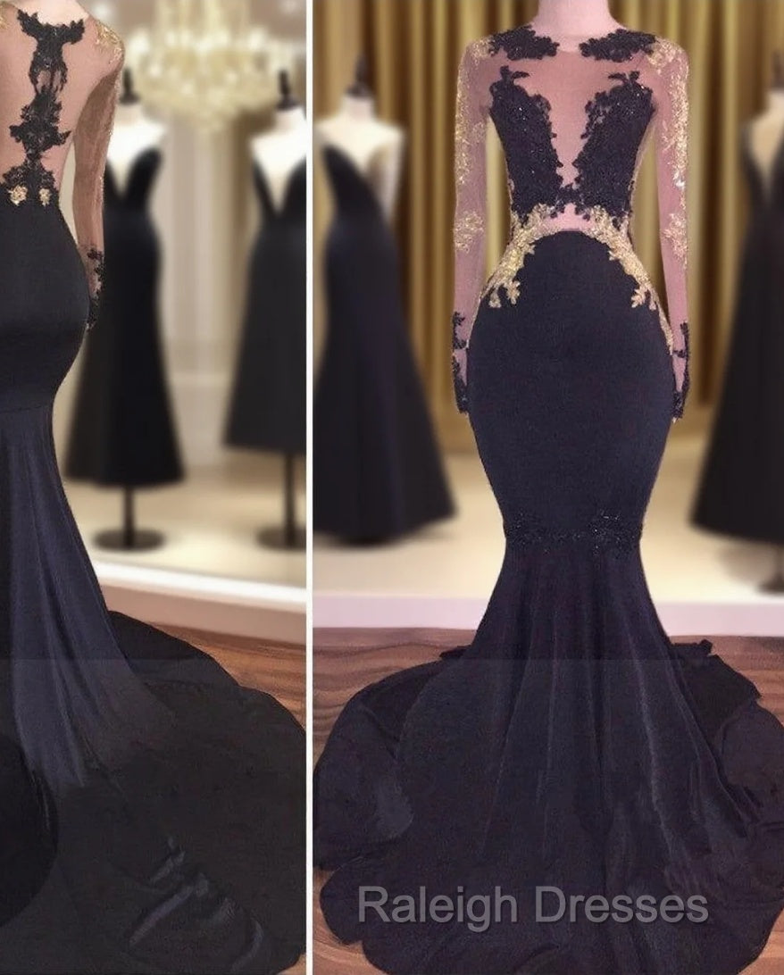Mermaid Lace Black Gold Prom Dress Main image