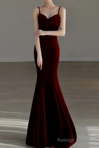 Sexy Mermaid Long Burgundy Prom Dress Evening Dresses