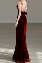 Sexy Mermaid Long Burgundy Prom Dress Evening Dresses