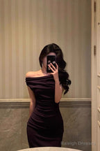 Mermaid Off The Shoulder Grape Ankle Length Prom Dress Birthday Outfits
