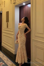 Sexy Mermaid Off The Shoulder Lace Floral Long Prom Dresses Birthday Outfits