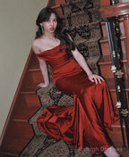 Mermaid Off The Shoulder Long Burgundy Prom Dress