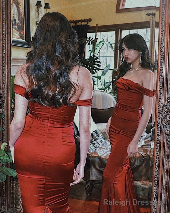 Mermaid Off The Shoulder Long Burgundy Prom Dress