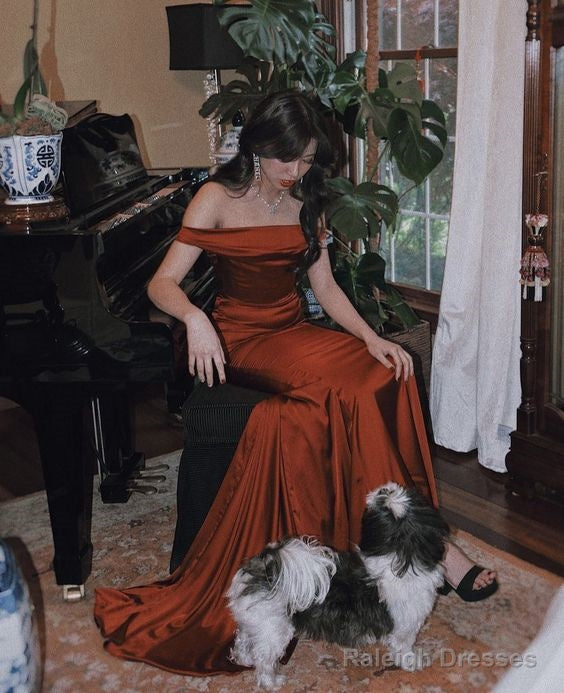 Mermaid Off The Shoulder Long Burgundy Prom Dress Main image