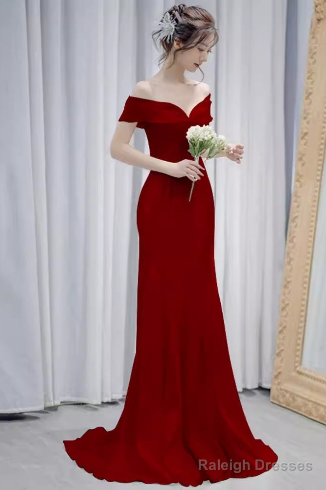 Mermaid Off The Shoulder Long Red Prom Dresses