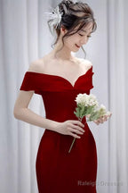 Mermaid Off The Shoulder Long Red Prom Dresses