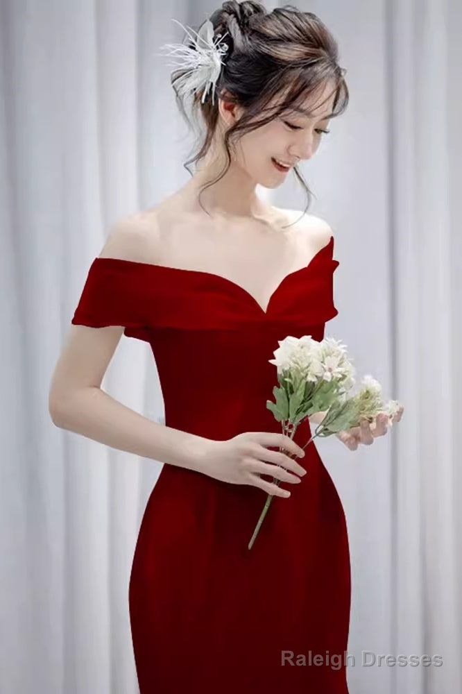 Mermaid Off The Shoulder Long Red Prom Dresses