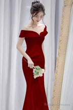 Mermaid Off The Shoulder Long Red Prom Dresses