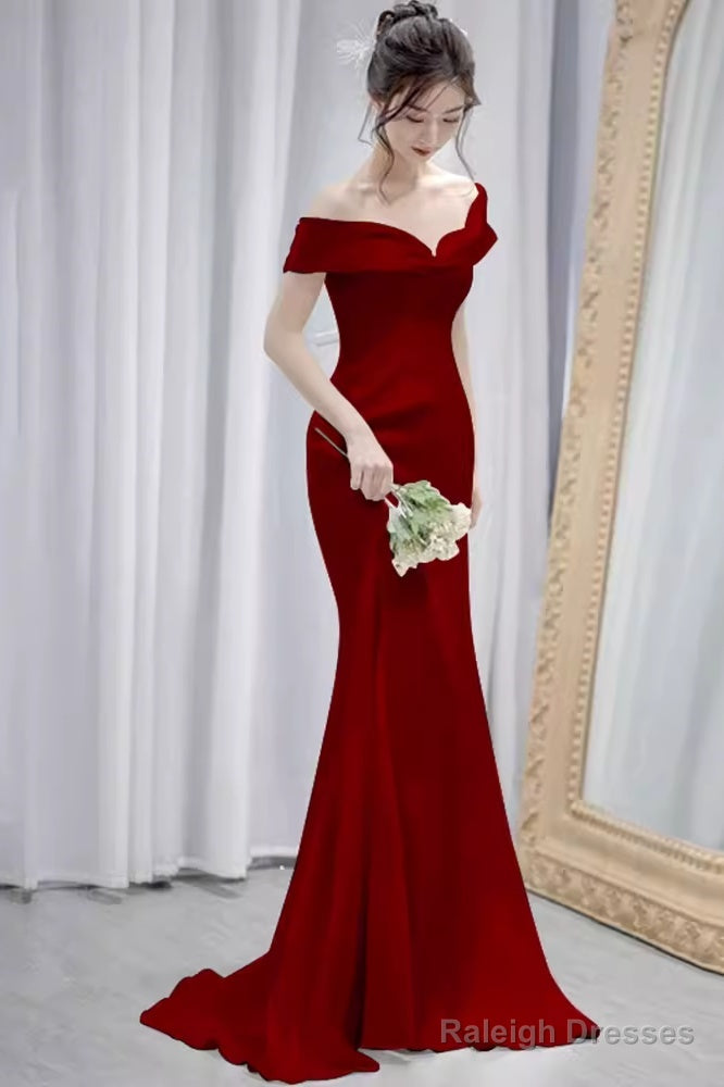 Sexy Mermaid Off The Shoulder Long Red Prom Dress