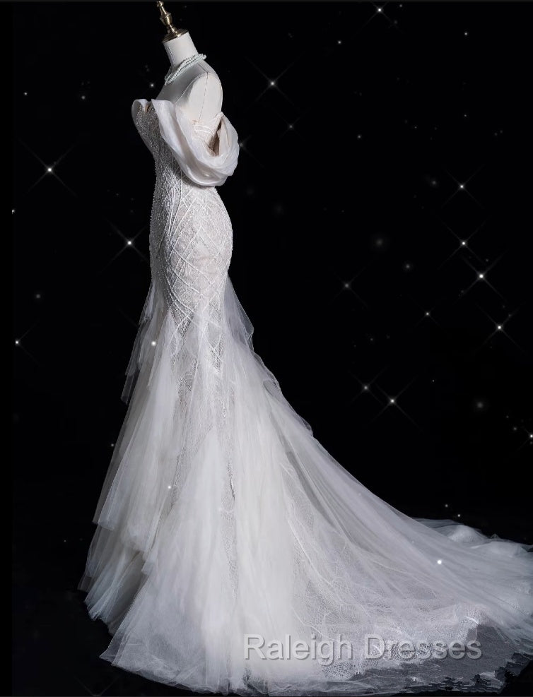 Sexy Mermaid Off The Shoulder White Lace Long Wedding Dresses Brides Dress Secondary image