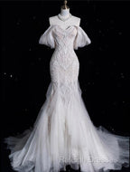 Mermaid Off The Shoulder White Lace Long Wedding Dress Brides Dresses