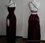 Sexy Mermaid One Shoulder Floor Length Burgundy Backless Evening Dress Prom Dresses