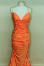 Mermaid Orange Satin Prom Dress
