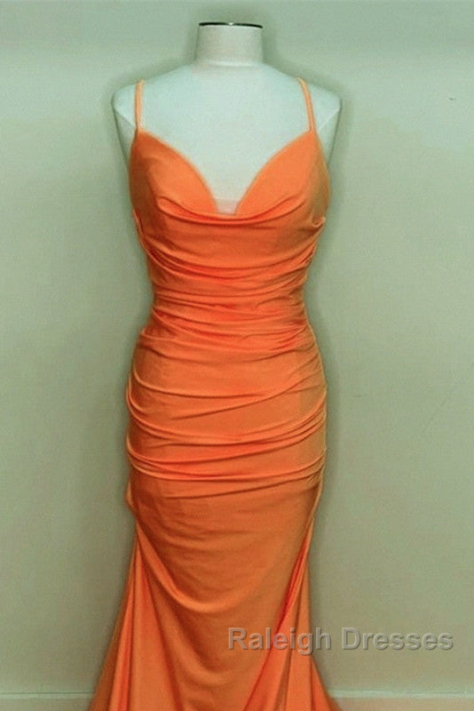 Mermaid Orange Satin Prom Dress