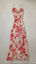 Mermaid Prom Gowns With Straps Floral Pink Prom Dress